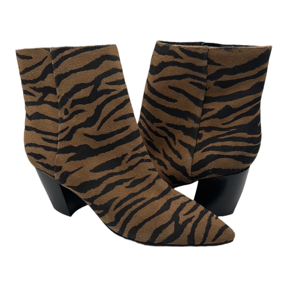 Marc Fisher Brown and Black Zebra Print Ankle Boots